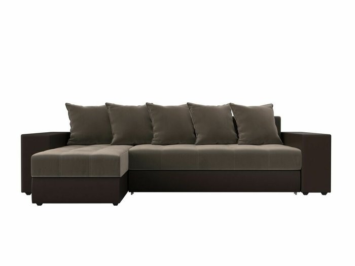 Угловой диван-кровать Дубай коричневого цвета (ткань/экокожа) левый угол - купить Угловые диваны по цене 57999.0
