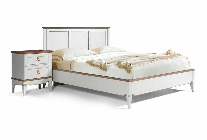 Кровать Стюарт 160x200 бело-бежевого цвета