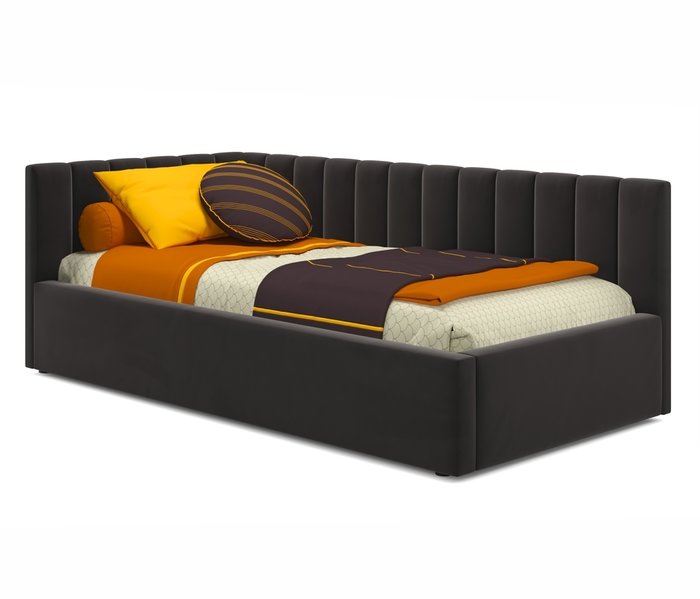 Кровать Milena 90х200 темно-коричневого цвета с подъемным механизмом и матрасом
