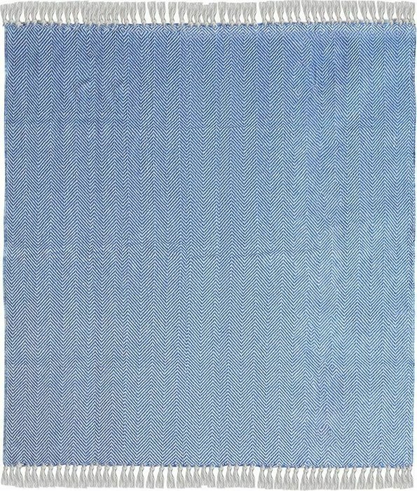 Плед 127х152 из хлопка сине-белого цвета