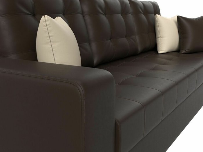 Прямой диван-кровать Ливерпуль темно-коричневого цвета (экокожа) - лучшие Прямые диваны в INMYROOM