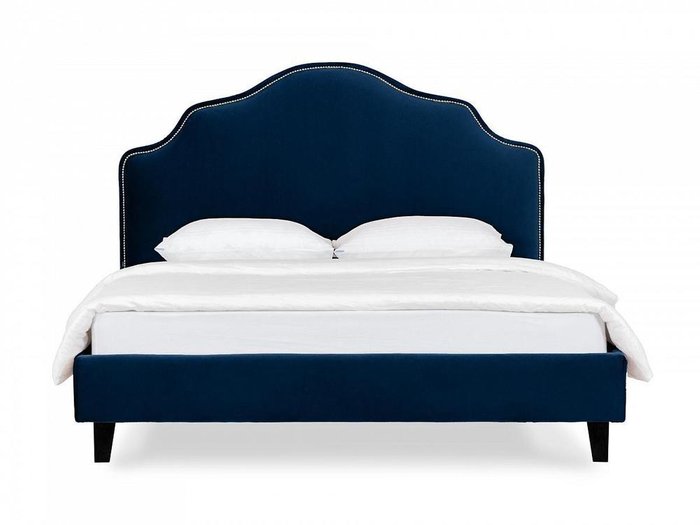 Кровать Queen II Victoria L 160х200 темно-синего цвета с черными ножками - купить Кровати для спальни по цене 63090.0