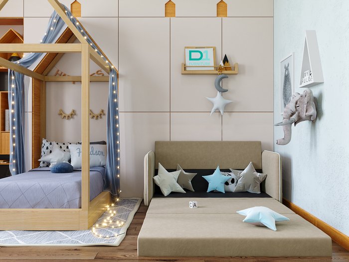 Диван-кровать Слим Kids бежевого цвета - лучшие Прямые диваны в INMYROOM