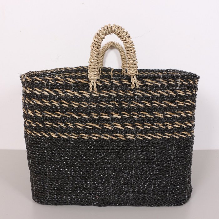Корзина плетенная Olive Black 45х50 из натурального бананового волокна - лучшие Плетеные корзины в INMYROOM