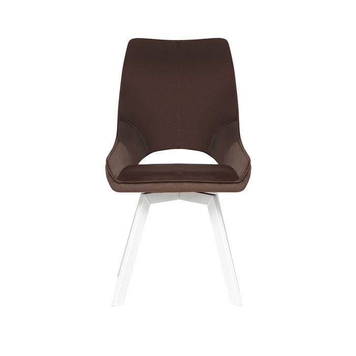 Стул вращающийся Галвес коричневого цвета с белыми ножками - купить Обеденные стулья по цене 9710.0