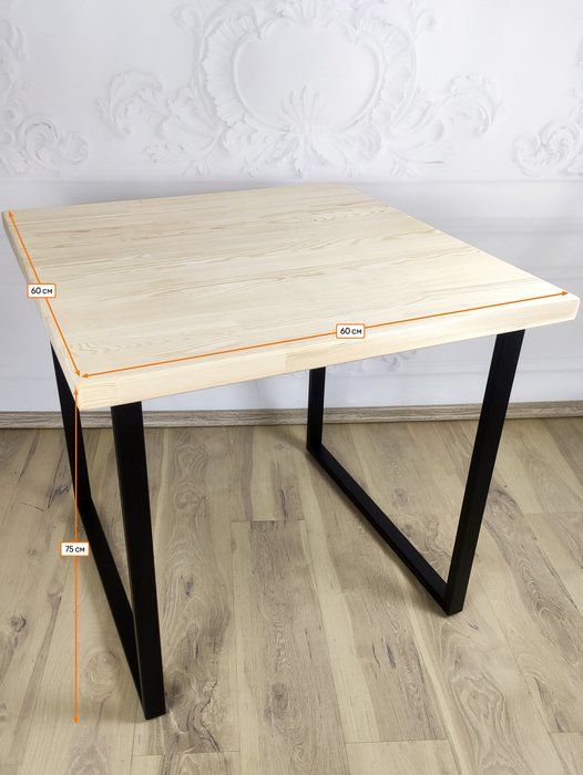 Стол обеденный Loft 60х60 со столешницей из массива сосны без покрытия - лучшие Обеденные столы в INMYROOM