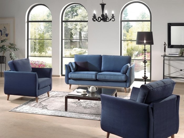 Диван-кровать Коко синего цвета - купить Прямые диваны по цене 80200.0