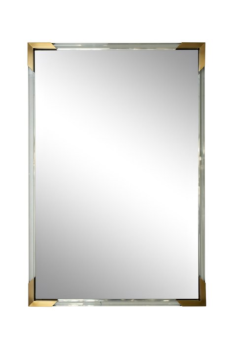 Прямоугольное настенное зеркало 61х92 с золотыми вставками