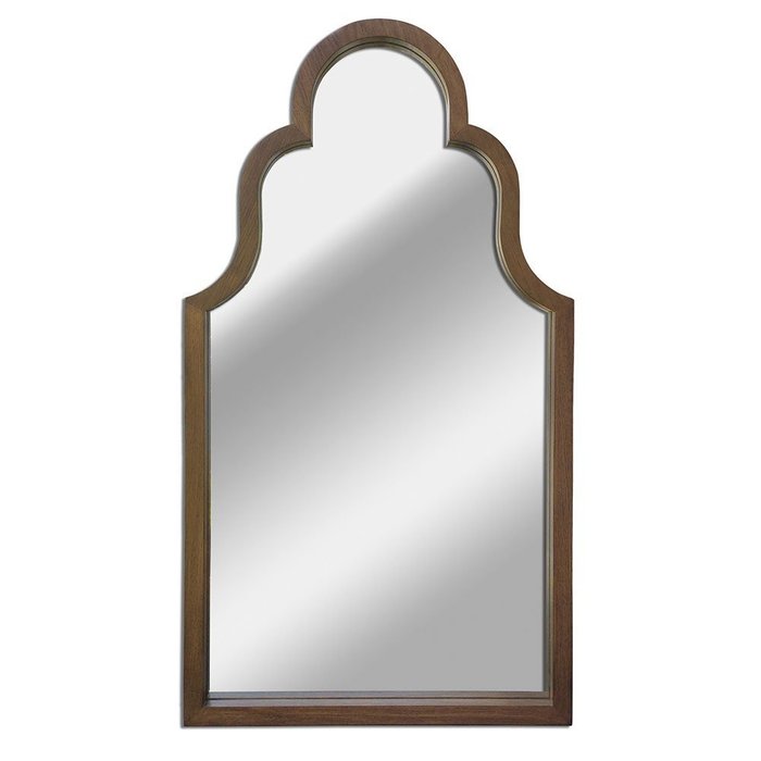 Настенное зеркало Веста-01 в раме коричневого цвета