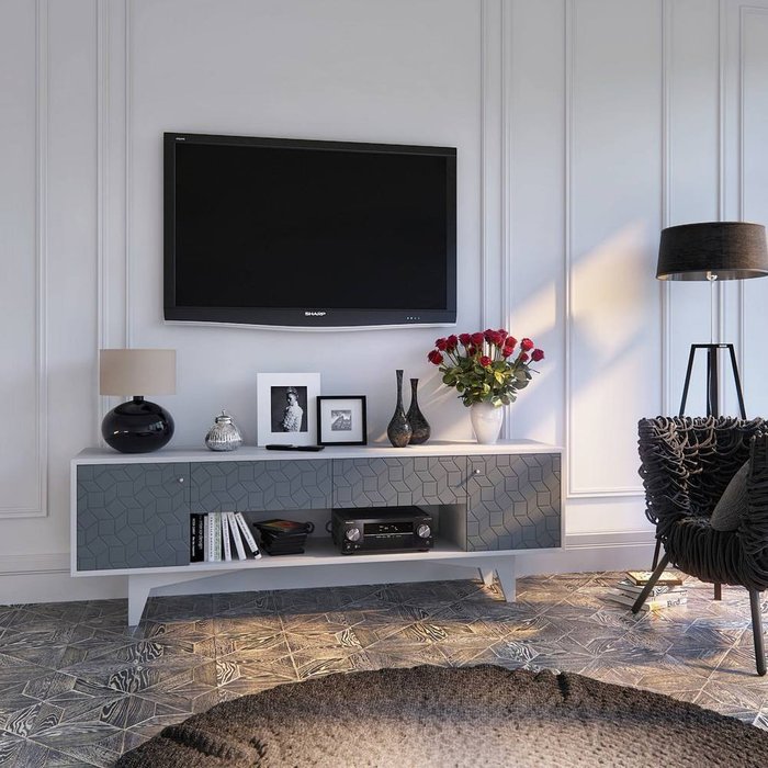 Тумба ТВ Telly серая - купить Тумбы для ТВ по цене 93780.0 Тумба ТВ Telly серая - купить Тумбы для ТВ по цене 93780.0