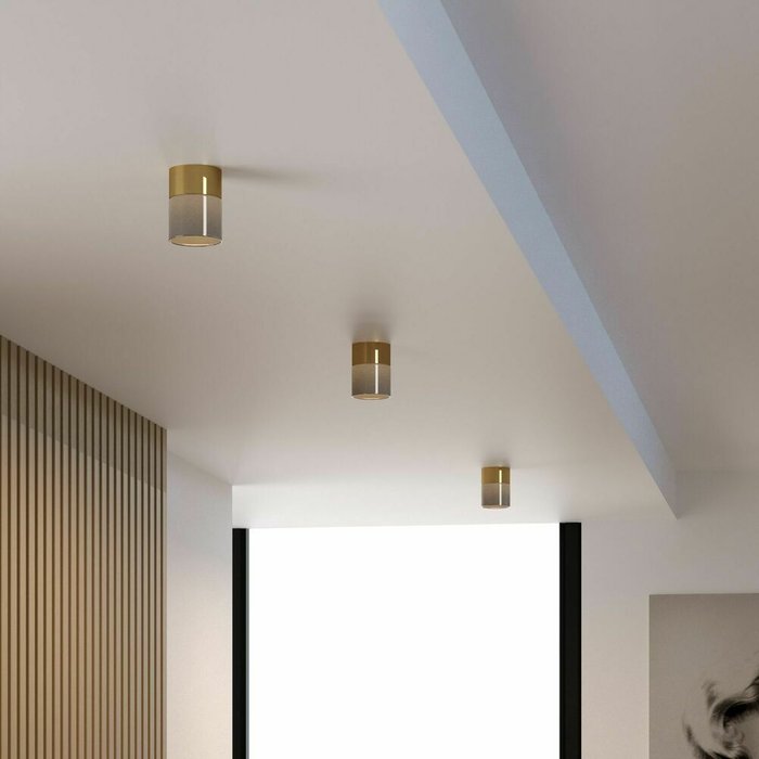Светильник потолочный светодиодный 10W 4000К латунь/дымчатый 25047/LED Lumen - лучшие Накладные споты в INMYROOM