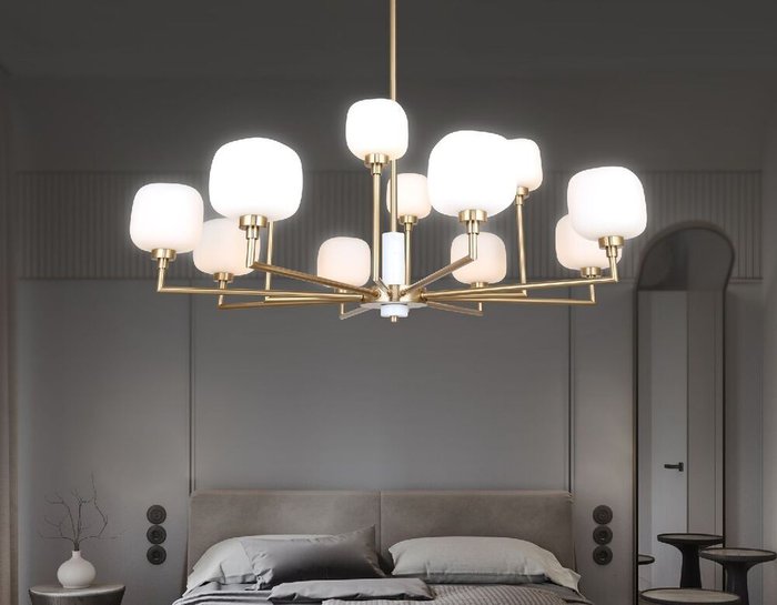 Люстра на штанге Heigh Light LH53019 (стекло, цвет белый) - купить Подвесные люстры по цене 18980 Люстра на штанге Heigh Light LH53019 (стекло, цвет белый) - купить Подвесные люстры по цене 18980