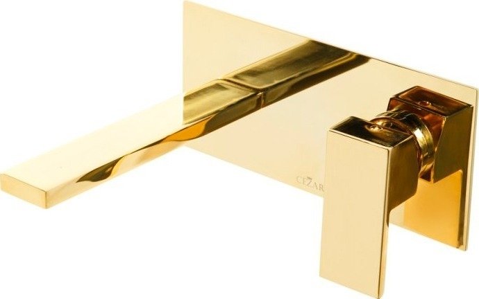 Смеситель для раковины Cezares Unika золотого цвета с внутренней частью - купить Смесители для раковин по цене 35242.0