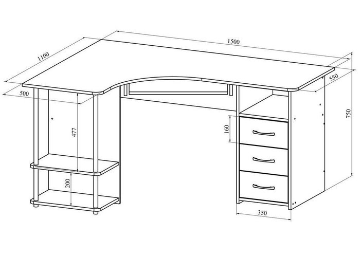 Стол компьютерный светло-серого цвета - купить Письменные столы по цене 17713
