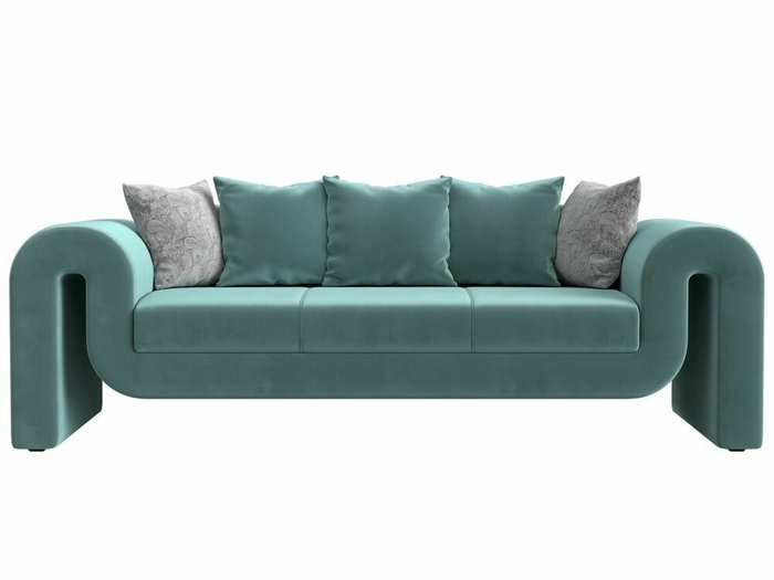 Прямой диван Волна бирюзового цвета - купить Прямые диваны по цене 52999.0