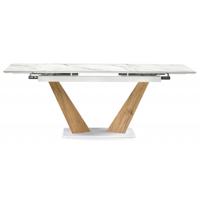 Раздвижной обеденный стол Разкели белого цвета - лучшие Обеденные столы в INMYROOM