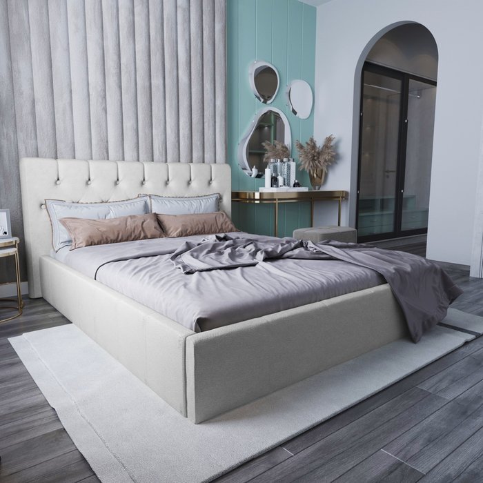 Кровать Инуа 160х200 белого цвета с подъемным механизмом - лучшие Кровати для спальни в INMYROOM