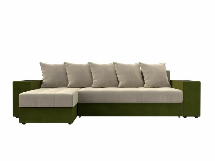 Угловой диван-кровать Дубай бежево-зеленого цвета левый угол - купить Угловые диваны по цене 54999.0