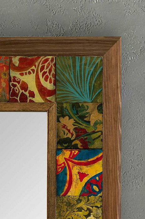 Настенное зеркало с каменной мозаикой 33x33 в раме из композита - лучшие Настенные зеркала в INMYROOM
