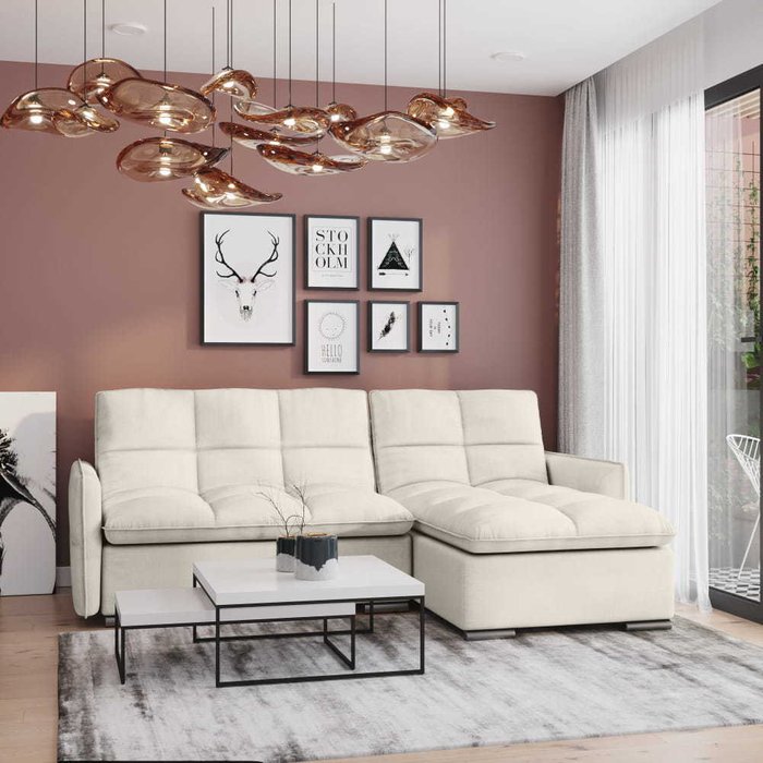 Модульный угловой диван-кровать Сидней светло-бежевого цвета - купить Угловые диваны по цене 204278.0