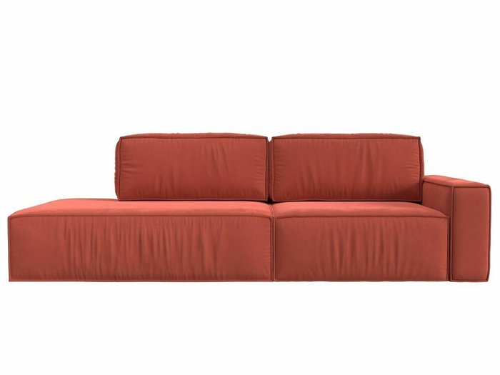 Прямой диван-кровать Прага модерн кораллового цвета подлокотник справа - купить Прямые диваны по цене 74999.0