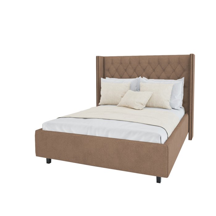 Кровать с декоративными гвоздиками Wing Велюр Серо-коричневый 200x200
