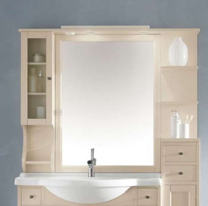 Настенное зеркало Eleonora Modular SX со шкафчиком cлева и полочками