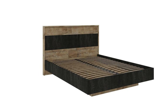 Кровать с подъемным механизмом Кения черно-коричневого цвета - купить Кровати для спальни по цене 32390.0