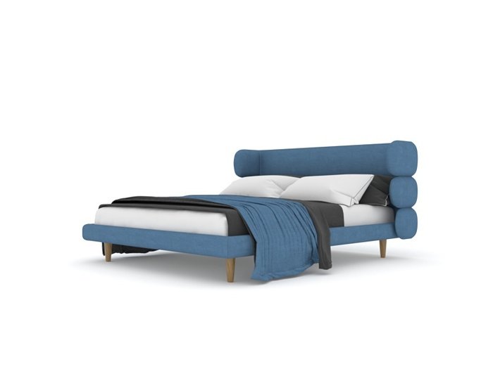 Кровать Бабл 160х200 синего цвета без подъемного механизма - лучшие Кровати для спальни в INMYROOM