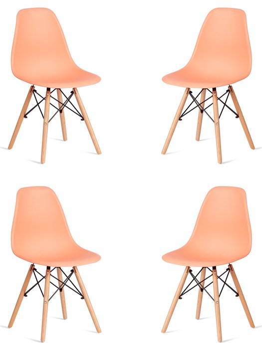 Комплект из четырех стульев Cindy Chair светло-оранжевого цвета