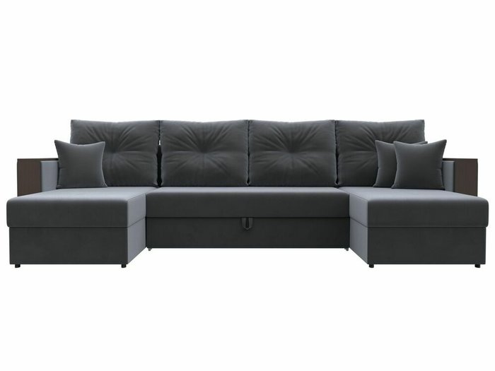 Угловой диван-кровать Валенсия П-образный серого цвета - купить Угловые диваны по цене 68999.0