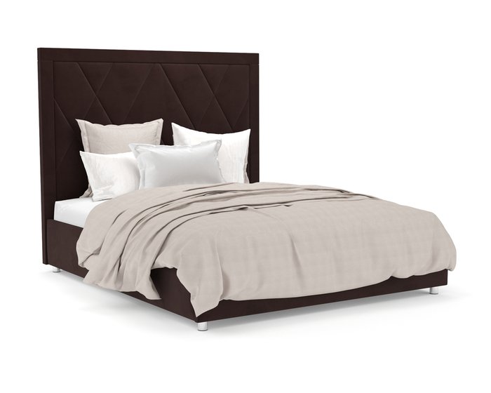 Кровать Треви 140х190 темно-коричневого цвета с подъемным механизмом (велюр)