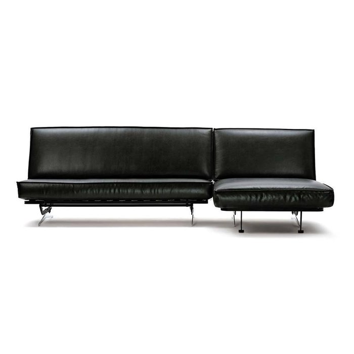 Угловой диван-кровать Арни из экокожи черного цвета