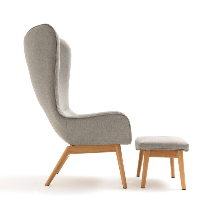 Кресло с загнутыми краями и подставкой для ног Crueso серого цвета - лучшие Интерьерные кресла в INMYROOM