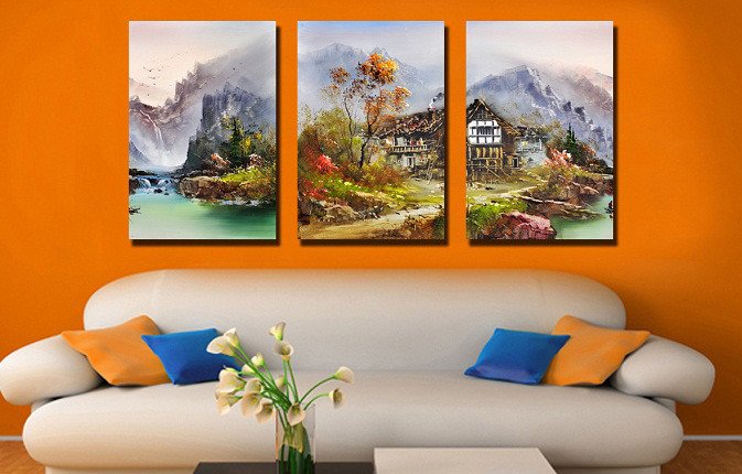 Триптих на холсте: Горный пейзаж - купить Принты по цене 3800.0