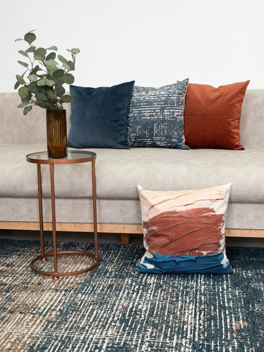 Декоративная подушка Lecco ocean синего цвета - купить Декоративные подушки по цене 649.0