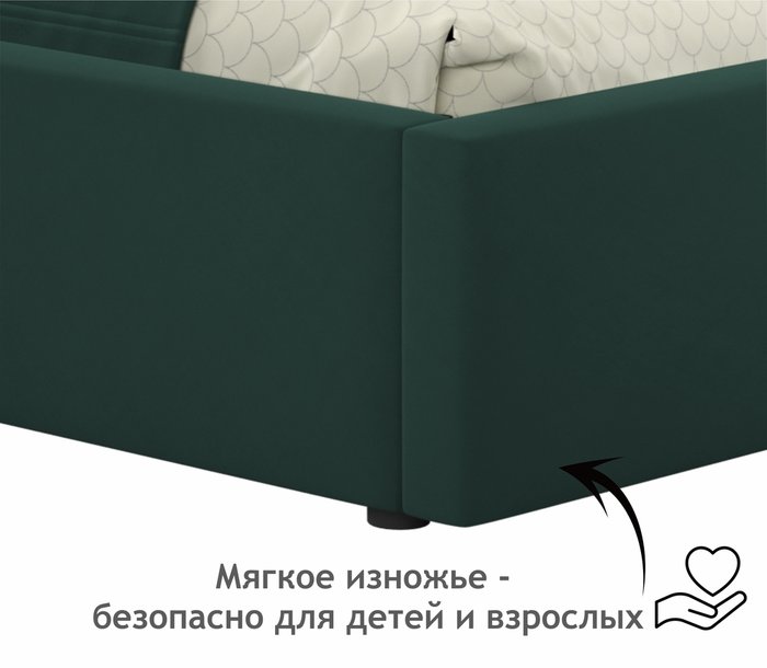 Кровать-тахта Bonna 90х200 изумрудного цвета без подъемного механизма - лучшие Кровати для спальни в INMYROOM