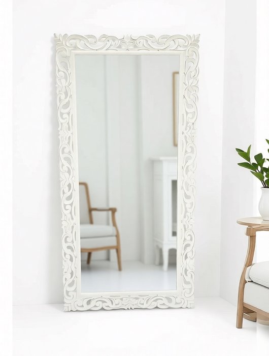 Настенное зеркало White Classic в белой раме - купить Настенные зеркала по цене 41000 Настенное зеркало White Classic в белой раме - купить Настенные зеркала по цене 41000