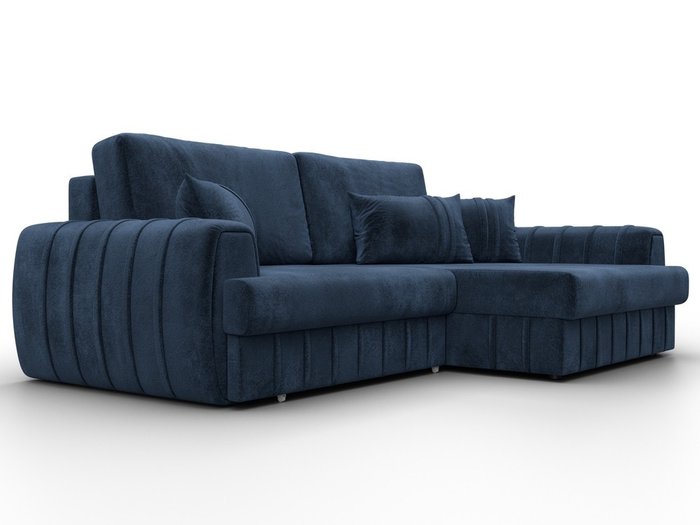 Угловой диван-кровать Лига-057 темно-синего цвета правый - лучшие Угловые диваны в INMYROOM Угловой диван-кровать Лига-057 темно-синего цвета правый - лучшие Угловые диваны в INMYROOM