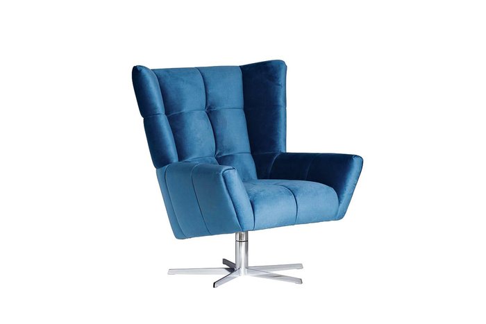 Кресло вращающееся с обивкой из велюра синего цвета - купить Интерьерные кресла по цене 70200.0