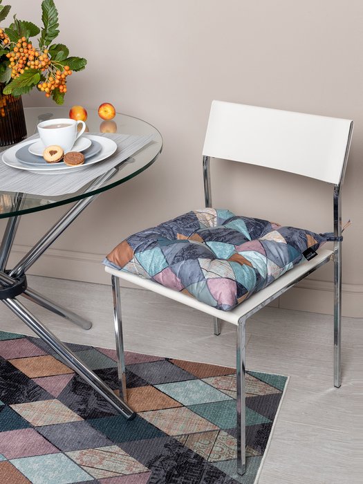 Набор из двух сидушек Paddy Motive 42х42 серо-бирюзового цвета - лучшие Подушки для стульев в INMYROOM