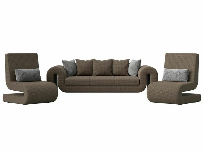 Набор мягкой мебели Волна 1 бежево-коричневого цвета - купить Комплекты мягкой мебели по цене 84998.0