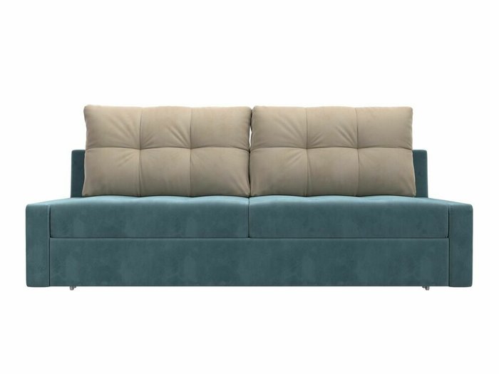 Прямой диван-кровать Мартин бирюзово-бежевого цвета - купить Прямые диваны по цене 41999.0