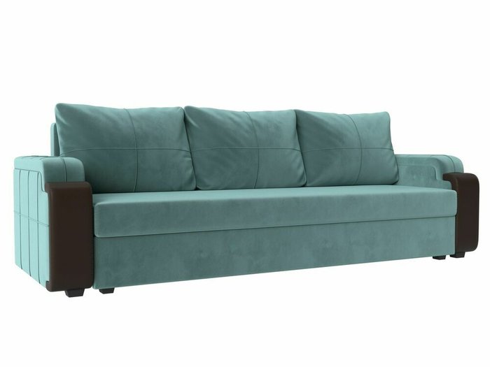 Прямой диван-кровать Николь лайт бирюзового цвета