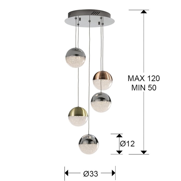 Подвесной светильник Sphere 5L LED разноцветный - купить Подвесные люстры по цене 69990.0