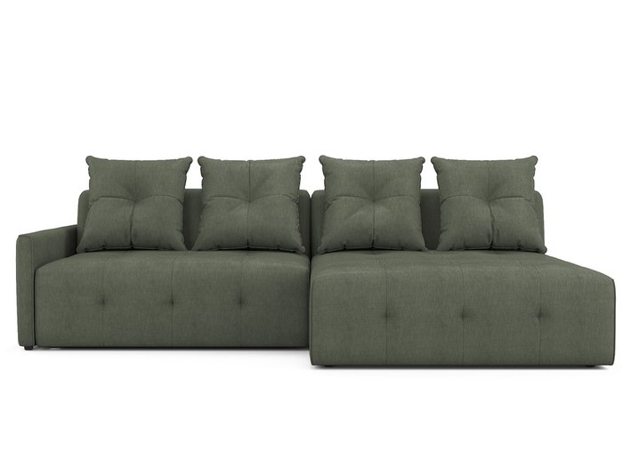 Угловой раскладной диван Bronks правый темно-зеленого цвета