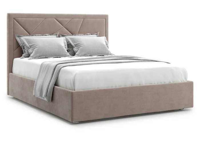 Кровать Premium Milana 3 160х200 светло-коричневого цвета с подъемным механизмом