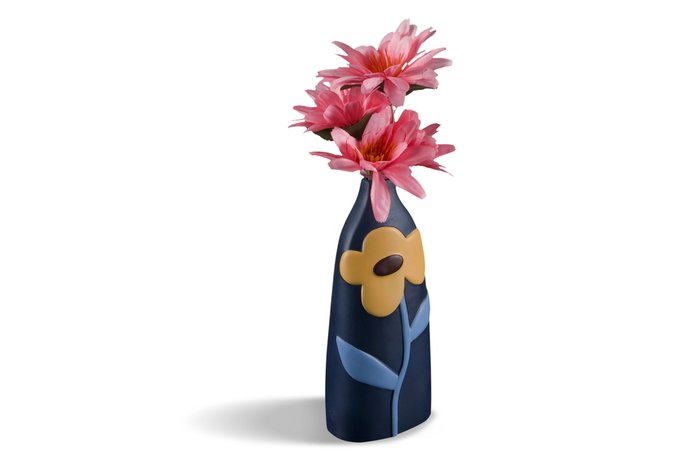 Ваза с цветочным декором синего цвета - купить Вазы  по цене 3200.0
