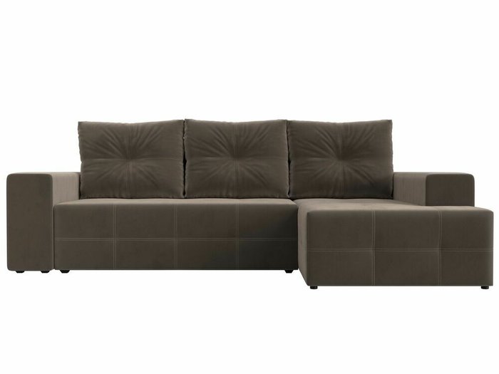 Угловой диван-кровать Перри коричневого цвета правый угол - купить Угловые диваны по цене 62999.0
