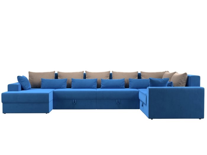 Угловой диван-кровать Мэдисон бежево-голубого цвета - купить Угловые диваны по цене 93300.0